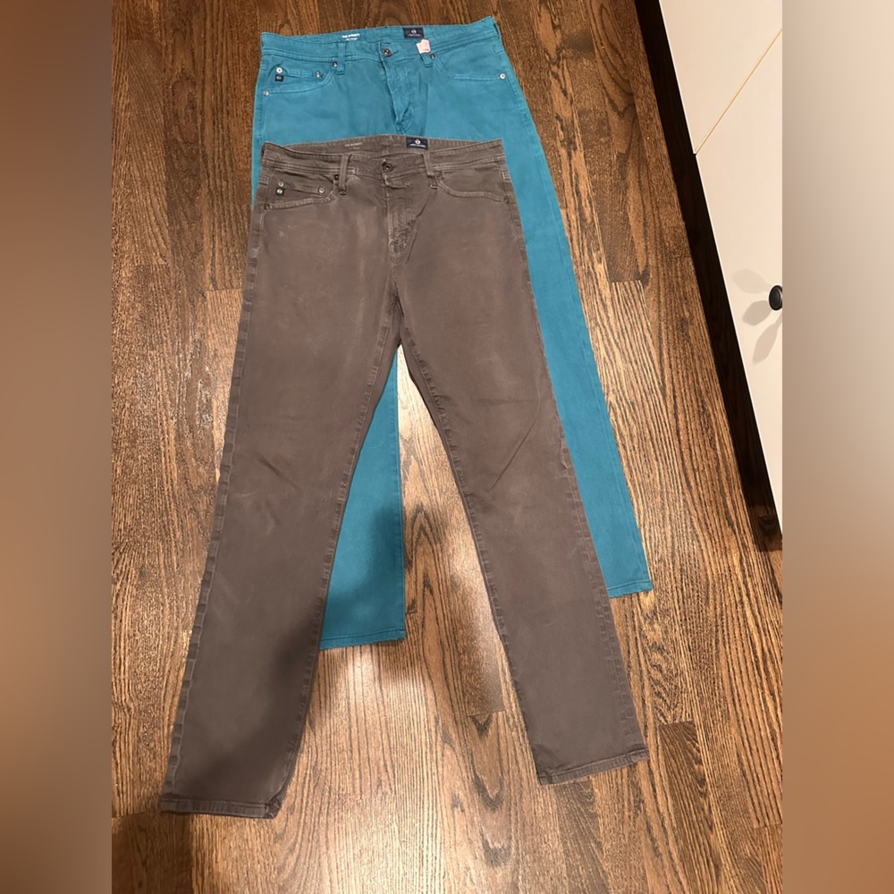 AG Adriano Goldschmied Men's Gray and Blue Slim Jeans 32x24